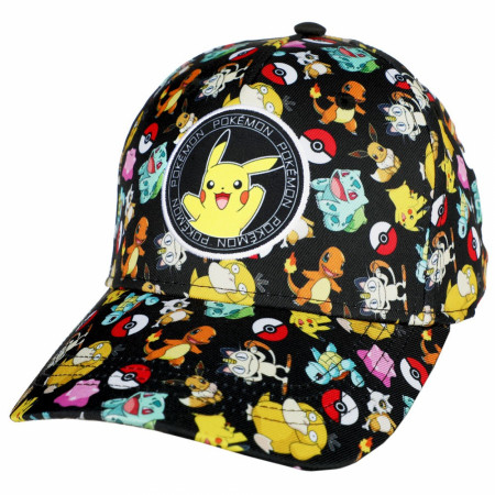 Pokemon All Over Character Round Snapback Hat